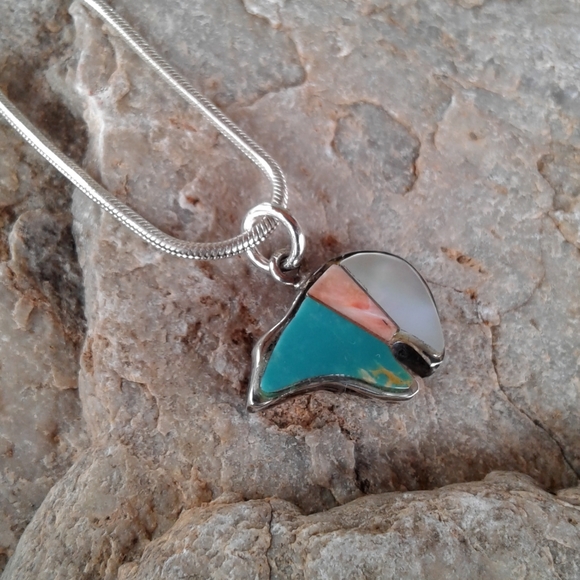 Sterling Turquoise inlay Bear Fetish PENDANT - Picture 8 of 8